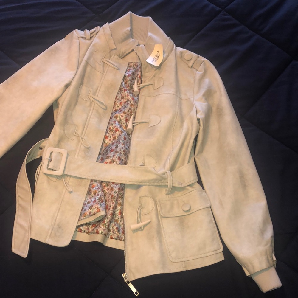 Tan belted bomber jacket size M